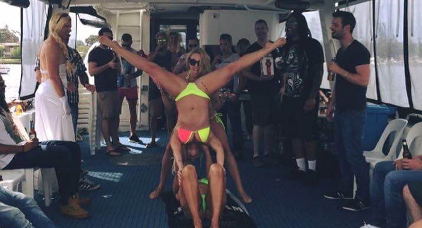 Multiple performers performing at a boat bucks party